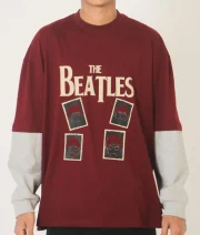 The BeaTLes-Front Print Double Sleeve Drop Shoulder T-Shirt