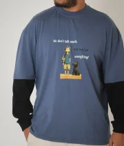 We Don't talk-Front Print Double Sleeve Drop Shoulder T-Shirt