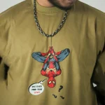 Spider-love-front print Double Sleeve Drop Shoulder T-Shirt