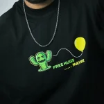 Free Hug-Front Print Double Sleeve Drop Shoulder T-Shirt