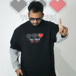 One Life-Front Print Double Sleeve Drop Shoulder T-Shirt