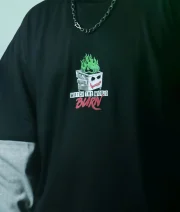 Burn world-Both print Double Sleeve Drop Shoulder T-Shirt