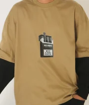 Bad Habit-Front Print Double Sleeve Drop Shoulder T-Shirt