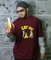 Eat Me-Front Print Double Sleeve Drop Shoulder T-Shirt - Image 4