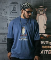 Stay Humble-Front Print Double Sleeve Drop Shoulder T-Shirt - Image 3