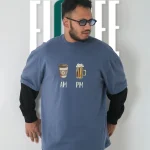 Am pm Front Print Double Sleeve Drop Shoulder T-Shirt