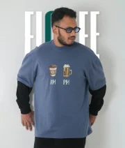 Am pm Front Print Double Sleeve Drop Shoulder T-Shirt