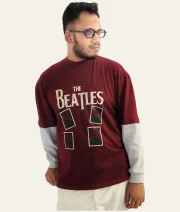 The BeaTLes-Front Print Double Sleeve Drop Shoulder T-Shirt - Image 2