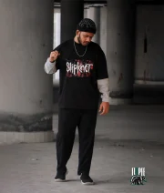 Slipknot-Front Print Double Sleeve Drop Shoulder T-Shirt - Image 3