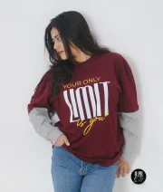 Only Limit-Front Print Full Sleeve Drop Shoulder T-Shirt