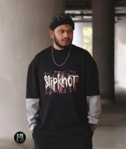 Slipknot-Front Print Double Sleeve Drop Shoulder T-Shirt - Image 2