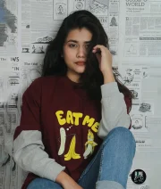 Eat Me-Front Print Double Sleeve Drop Shoulder T-Shirt - Image 2