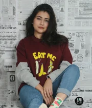 Eat Me-Front Print Double Sleeve Drop Shoulder T-Shirt - Image 3
