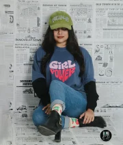 Girl Power-Front Print Double Sleeve Drop Shoulder T-Shirt - Image 2