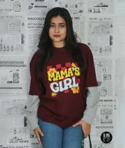 Mama's Girl-Front Print Full Sleeve Drop Shoulder T-Shirt