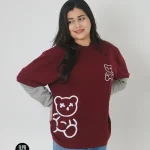 Panda-Front Print Full Sleeve Drop Shoulder T-Shirt