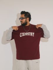 Chemistry-Front Print Maroon Drop Shoulder T-Shirt - Image 3