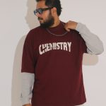 Chemistry-Front Print Maroon Drop Shoulder T-Shirt