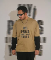 Pen is-Front Print Full Sleeve Drop Shoulder T-Shirt - Image 2