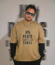 Pen is-Front Print Full Sleeve Drop Shoulder T-Shirt