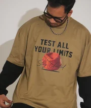 Test All-Front Print Full Sleeve Drop Shoulder T-Shirt